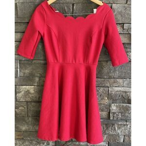 Lulus‎ Red Skater Dress Scalloped Details Womens Size XS